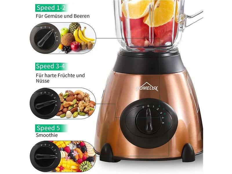 Standmixer 1.5L Smoothie Frucht Maker Cocktail Mixer Blender Glas