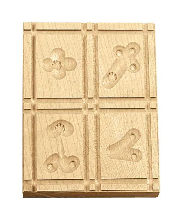 Holz Model für Springerle 4 Motive 10x12cm