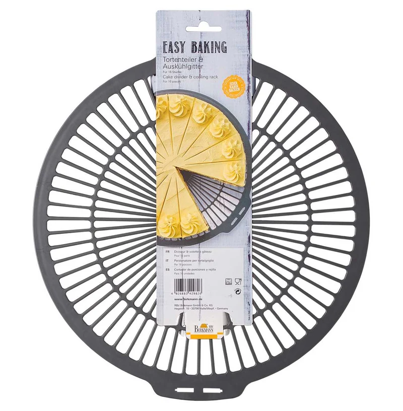 Birkmann Tortenteiler & Auskühlgitter, Easy Baking, Ø 30 cm, Dunkelgrau, für 16 Kuchenstücke