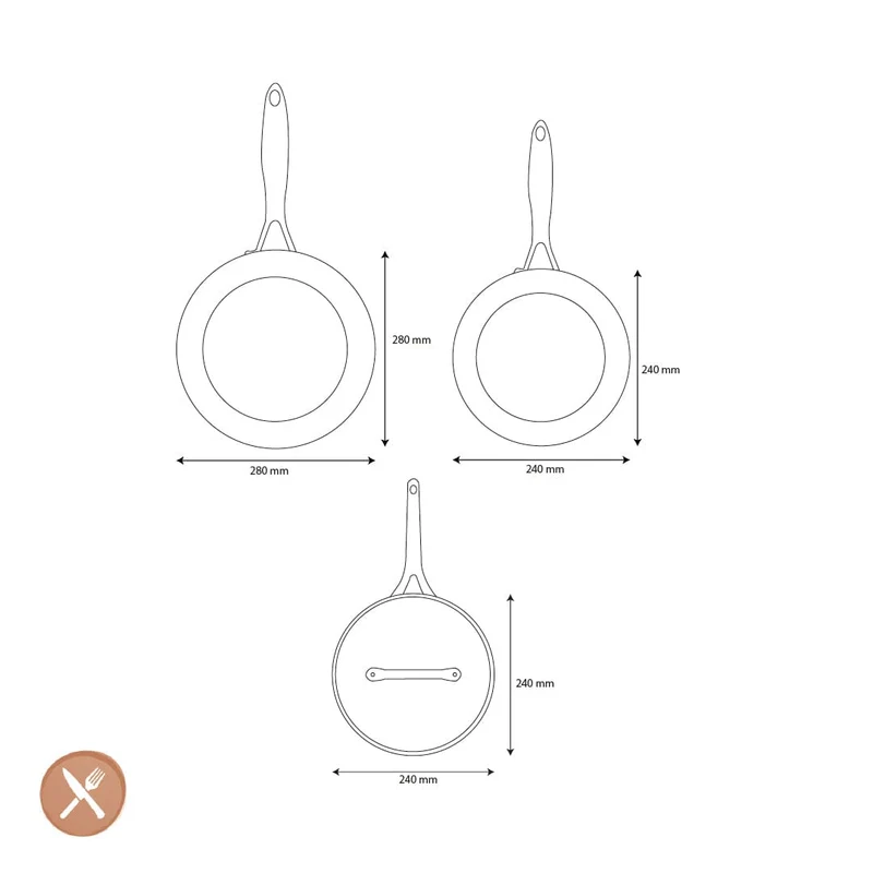 GreenPan - Geneva 4-teiliges Pfannenset 24/24/28 cm - Bratpfanne + Kasserolle mit Deckel + Wok