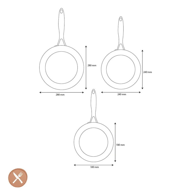GreenPan - Geneva 3-teiliges Pfannenset 18/24/28 cm - 2 Bratpfannen + Wok