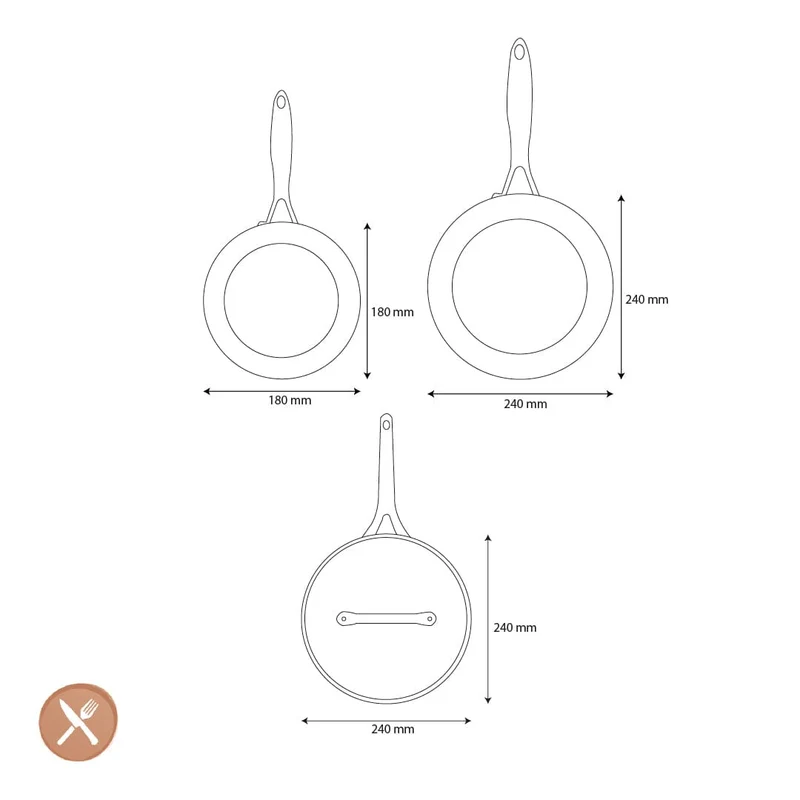 GreenPan - Geneva 4-teiliges Pfannenset 18/24/24 cm - 2 Bratpfannen + Kasserolle mit Deckel