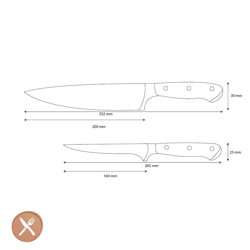 Wüsthof - Classic Ikon 2-teiliges Messerset - Kochmesser + Filetiermesser