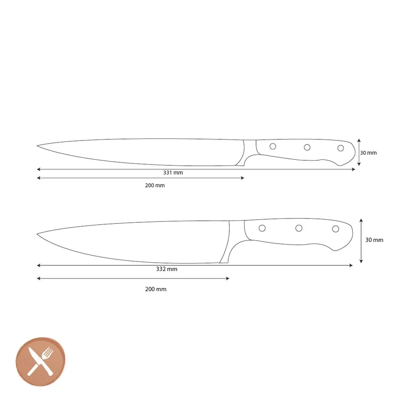 Wüsthof - Classic Ikon 2-teiliges Messerset - Kochmesser + Fleischmesser