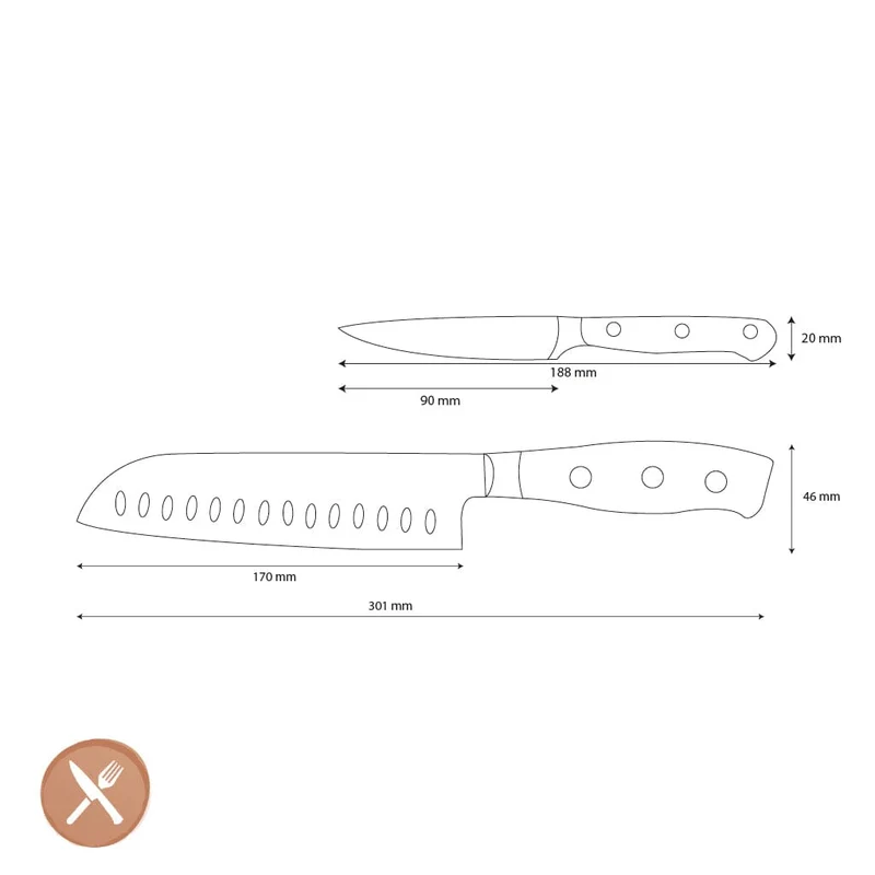 Wüsthof - Classic Ikon 2-teiliges Messerset - Santoku + Officemesser