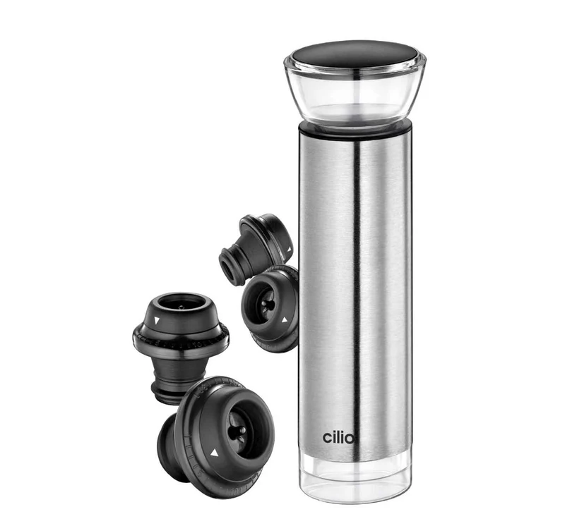 Cilio Weinpumpe Campania mit 4 Stopfen