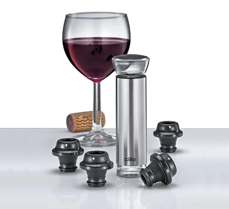 Cilio Weinpumpe Campania mit 4 Stopfen