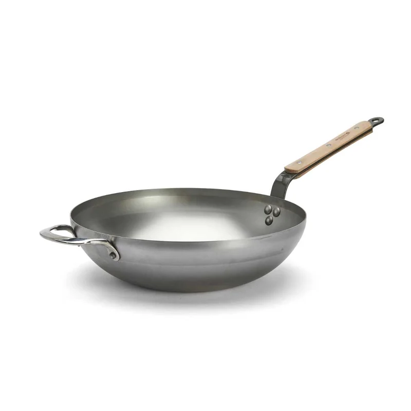 de Buyer Eisen konischer Wok Mineral B Bois mit Holzgriff