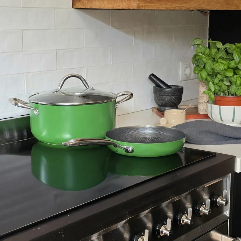 Cook & Pan - Honey Go Green Kochtopf 22 cm mit Glasdeckel