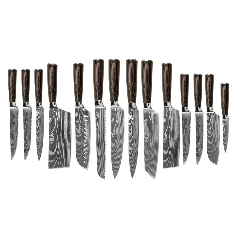 Shinrai Knives - Damascus Print 14-teiliges Messerset - Master Collection XXL-Set