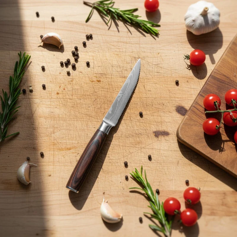 Shinrai Messer – Damastmuster, 4 Steakmesser, 12 cm