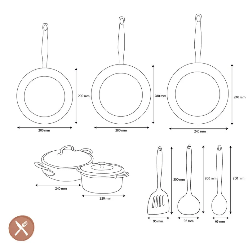 GreenPan - Barcelona Pro All You Need 9-teiliges Pfannenset 20/24/24/28/22 cm - 2 Bratpfannen + Kasserolle mit Deckel + Wok + Bräter + 3-teiliges Spatelset
