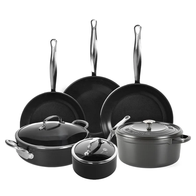 GreenPan - Barcelona Pro XXL 8-teiliges Pfannenset 18/20/28/30/28/28 cm - Stieltopf mit Deckel + 2 Bratpfannen + Kasserolle mit Deckel + Wok + Bratpfanne
