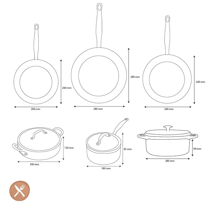 GreenPan - Barcelona Pro XXL 8-teiliges Pfannenset 18/20/28/30/28/28 cm - Stieltopf mit Deckel + 2 Bratpfannen + Kasserolle mit Deckel + Wok + Bratpfanne