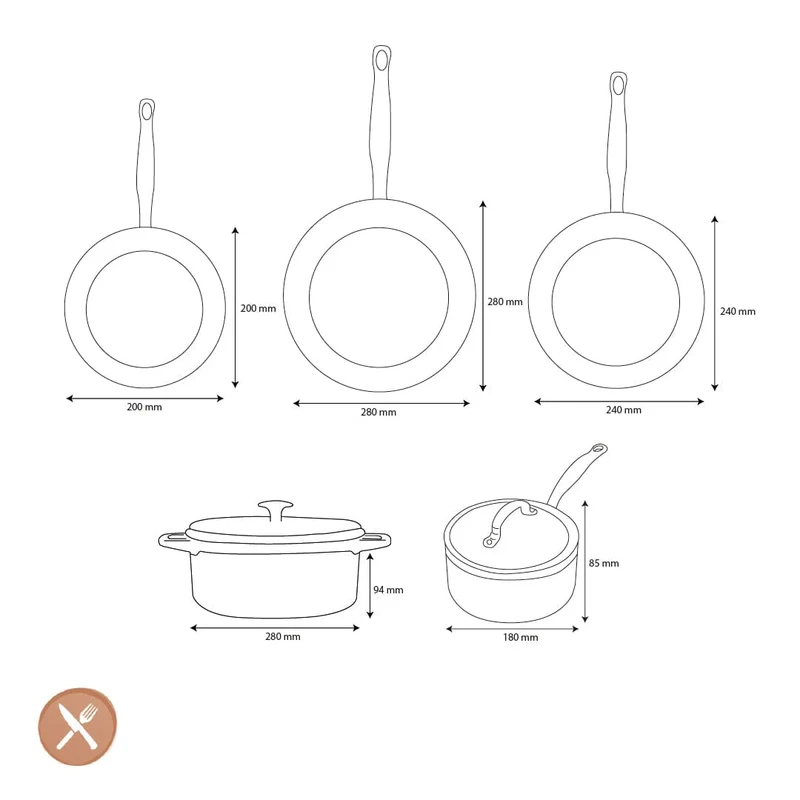 GreenPan - Barcelona Pro XL 6-teiliges Pfannenset 20/24/24/28/22 cm - 2 Bratpfannen + Kasserolle mit Deckel + Wok + Bräter