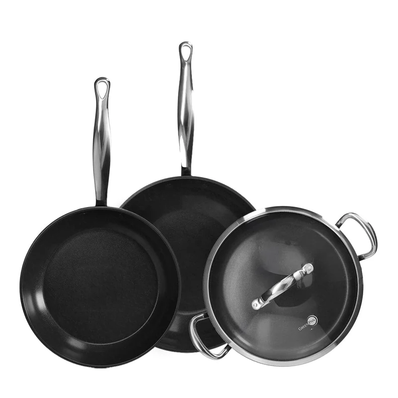 GreenPan - Barcelona Pro 4-teiliges Pfannenset 28/30/28 cm - Bratpfanne + Kasserolle mit Deckel + Wok