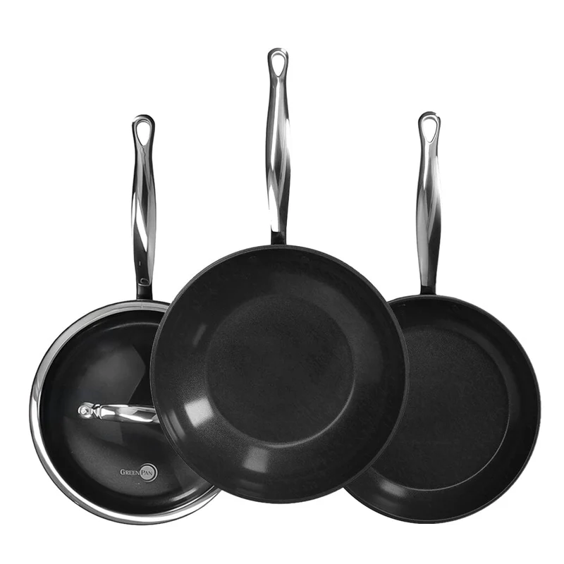 GreenPan - Barcelona Pro 4-teiliges Pfannenset 24/24/28 cm - Bratpfanne + Kasserolle mit Deckel + Wok