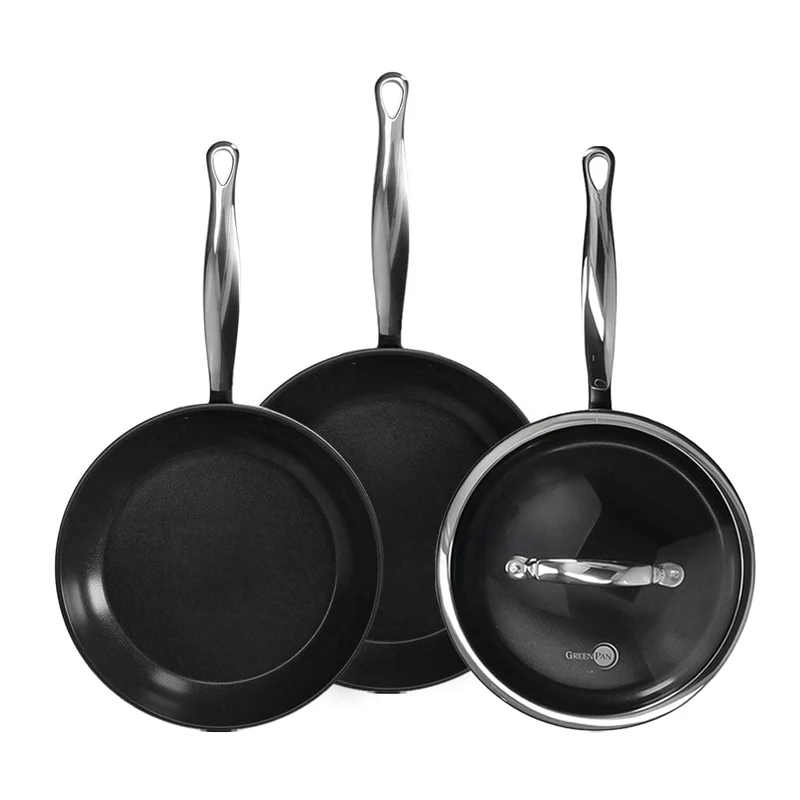 GreenPan - Barcelona Pro 4-teiliges Pfannenset 20/24/24 cm - 2 Bratpfannen + Kasserolle mit Deckel