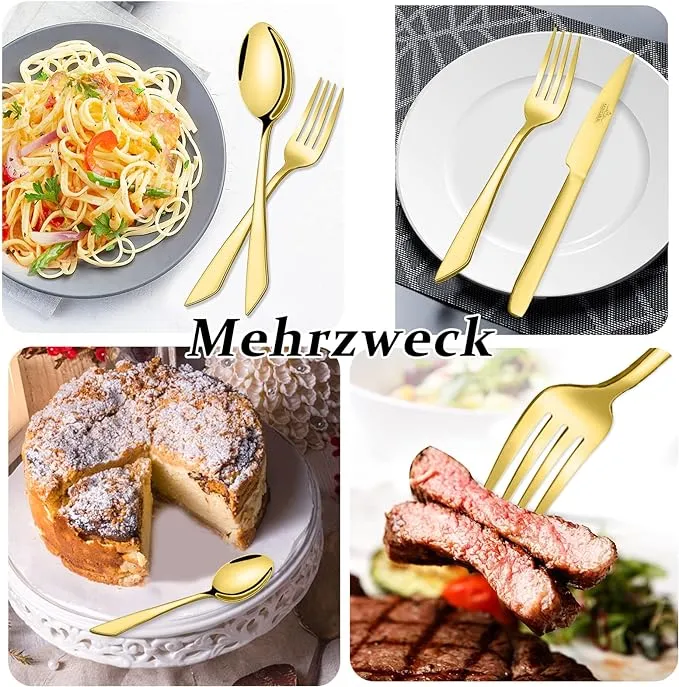 LB Besteck Set GOLD 72 teilig 18/10 Edelstahl für 12 Personen
