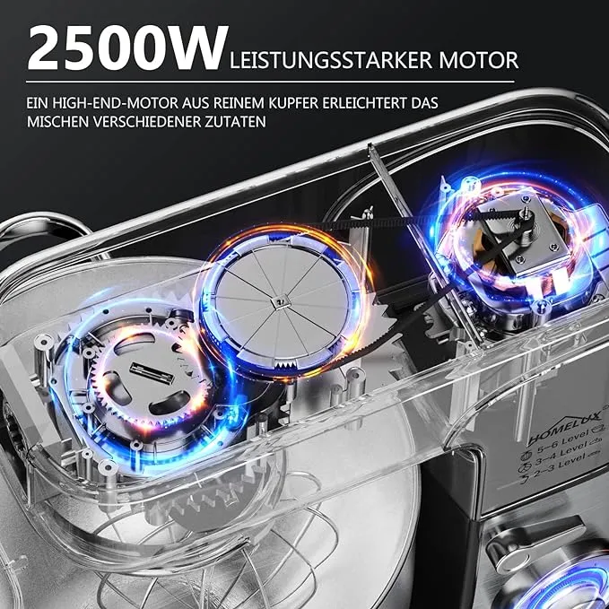 Homelux Küchenmaschine Teigmaschine Knetmaschine Multifunktional 2500W 12 L
