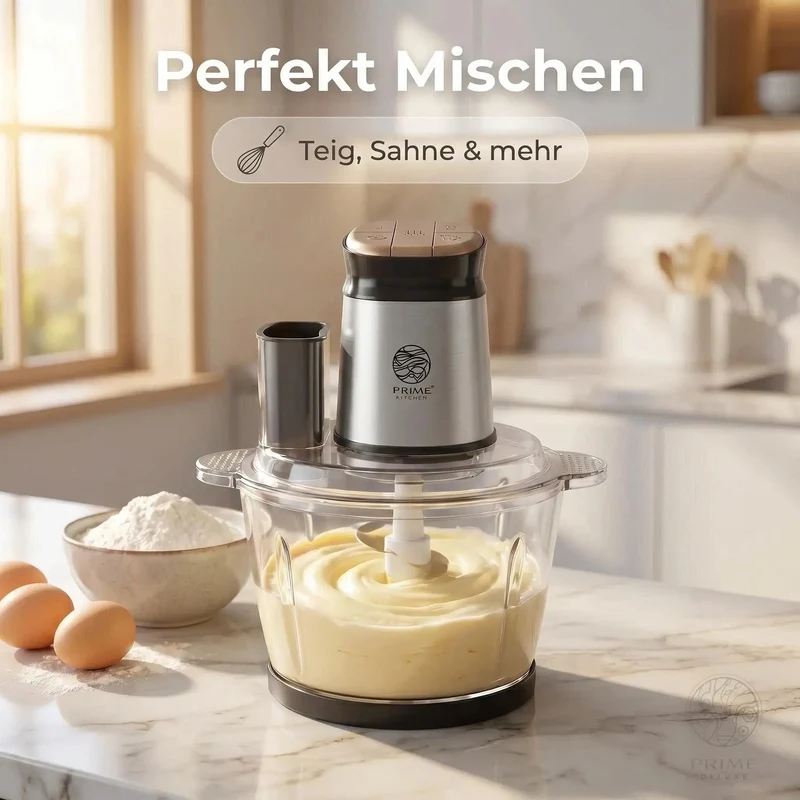 Prime Kitchen Multifunktions-Zerkleinerer aus Glas – Elektrischer Küchenzerkleinerer 3L / 5L mit 3 Geschwindigkeiten & Pulsfunktion