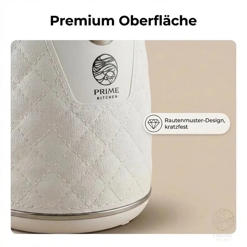 Prime Kitchen 2L Premium Wasserkocher aus Edelstahl – Schneller Wasserkocher mit Auto-Abschaltung & Überhitzungsschutz (Weiß, Braun, Schwarz)