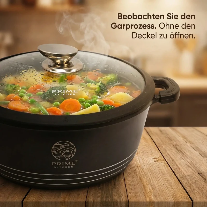 Prime Kitchen Kochtopf aus Aluguss – 20 cm bis 44 cm – Induktionsgeeignet, ergonomisch & pflegeleicht