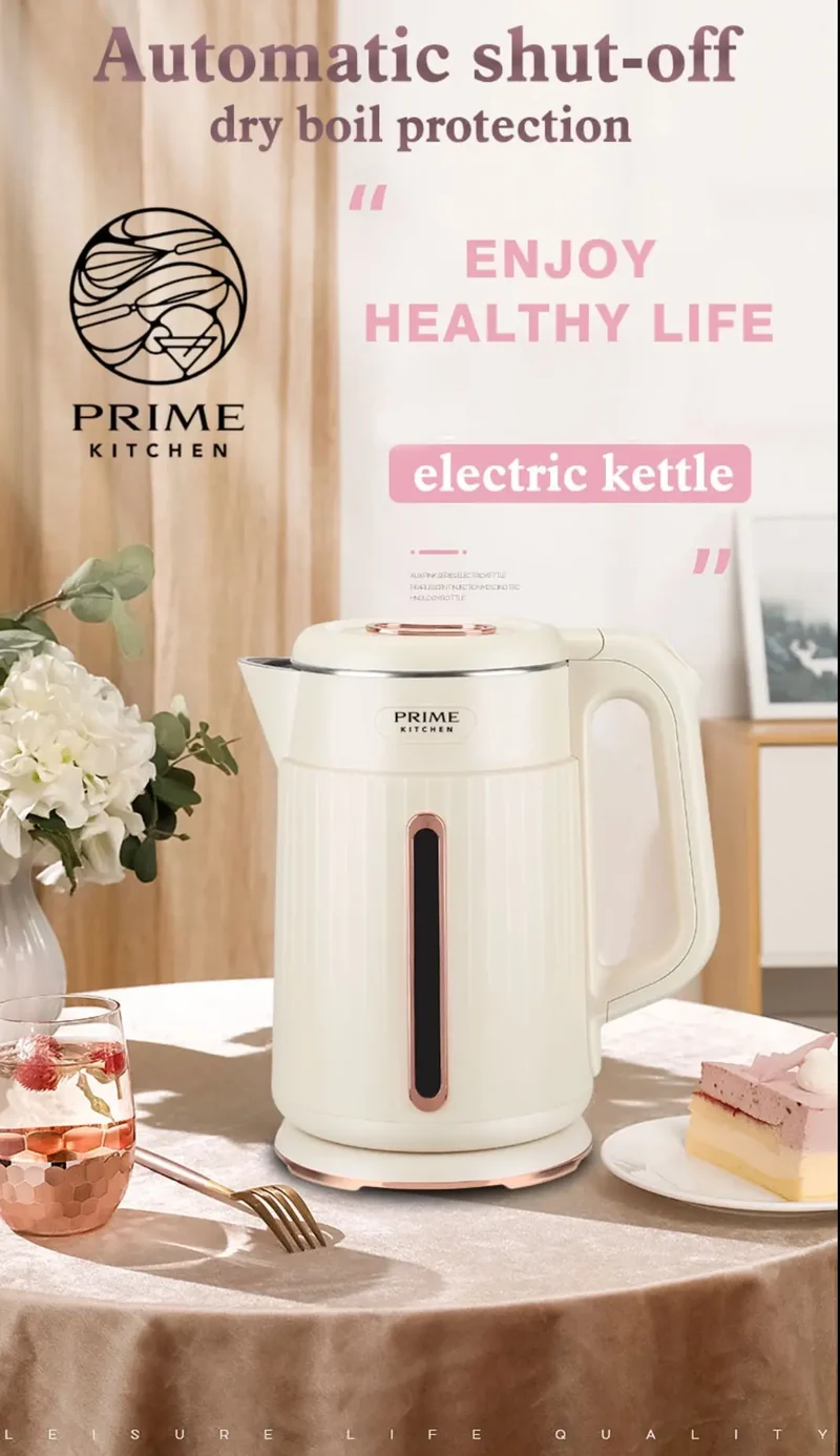 Prime Kitchen Wasserkocher 2L – Stilvoller & energieeffizienter Wasserkocher mit automatischer Abschaltung