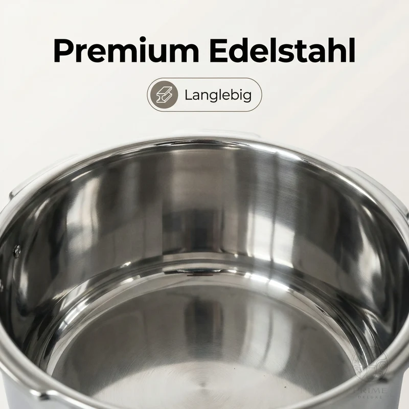 Prime Kitchen Schnellkochtopf aus Edelstahl – 5L–13L | Induktion & Gas geeignet