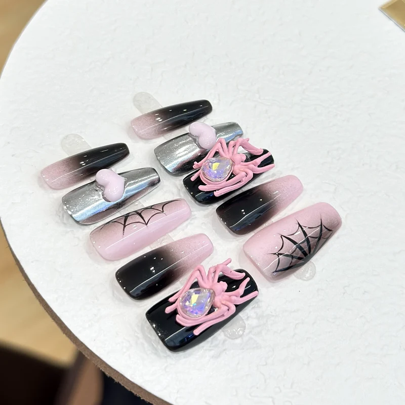Themen Press-On Nagelkunst Set mit Spider Zubehör
