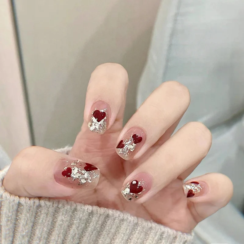 Romantisches Herz-Design Press-On Nail Set