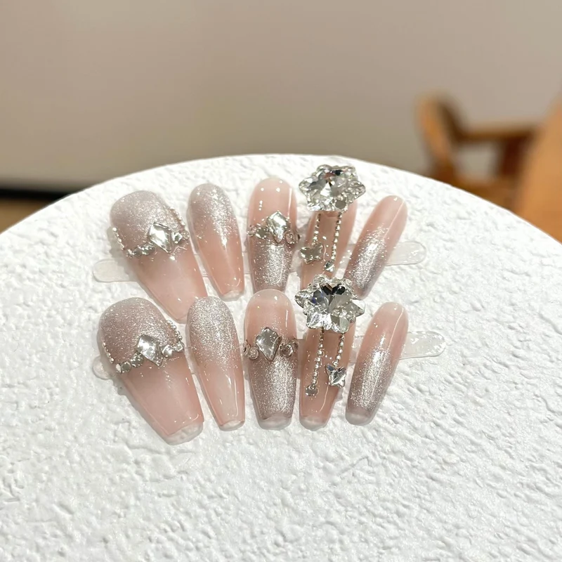 Rhinestone-verzierte Press-On Nagelkunst Set