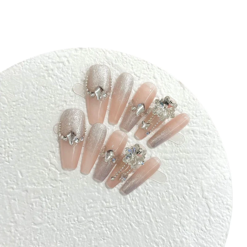 Rhinestone-verzierte Press-On Nagelkunst Set