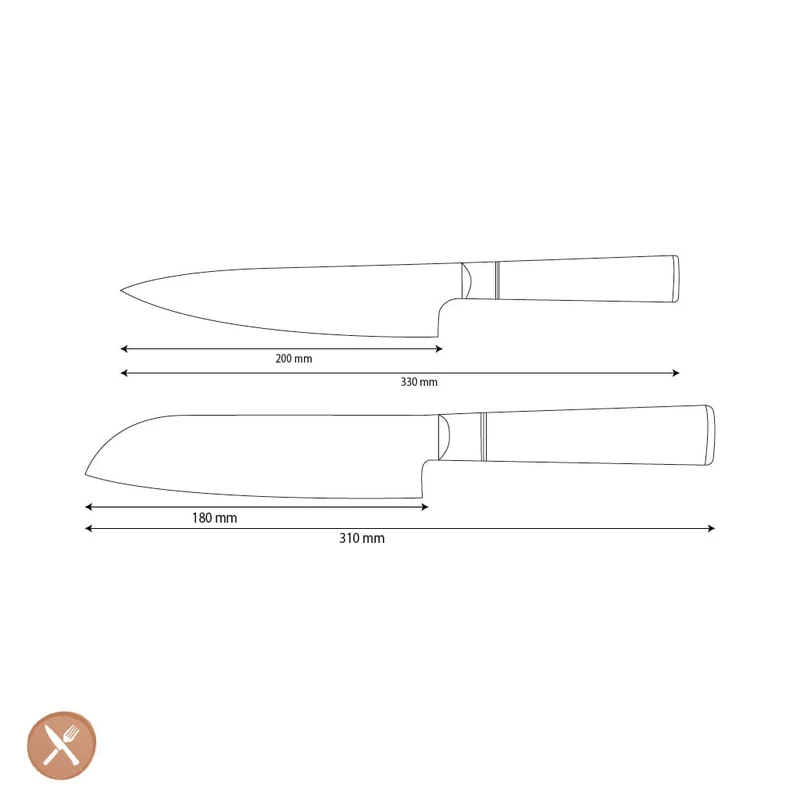 Shinrai Knives - Epoxy Onyx 2-teiliges Damaszenermesser-Set - Kochmesser + Santokumesser