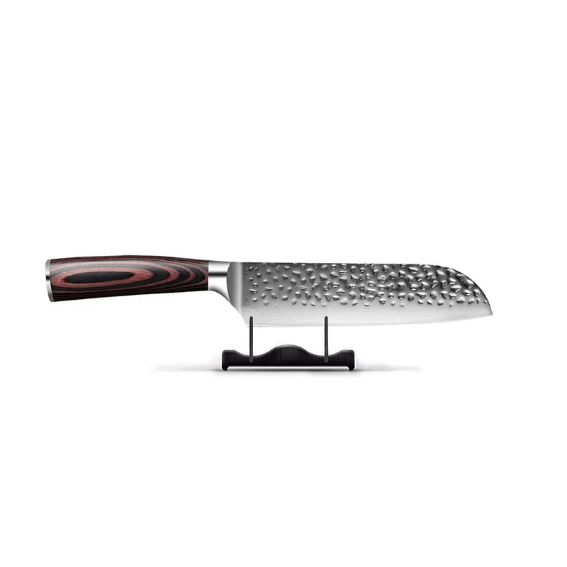 Shinrai Knives - 4-teiliges Messerset aus gehämmertem Edelstahl - Santoku + Brotmesser + Nakiri + Schälmesser