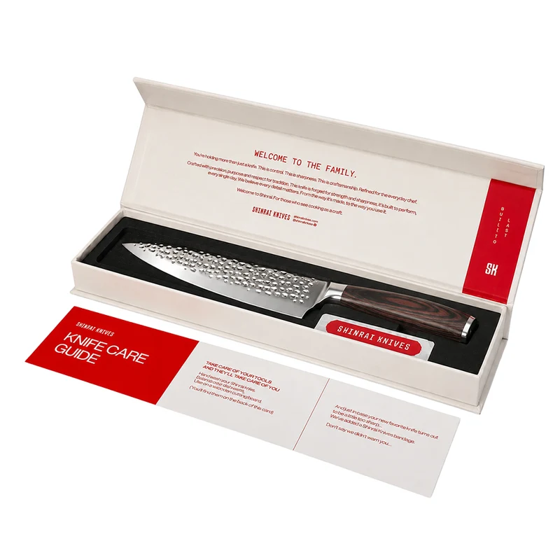 Shinrai Knives - Gehämmerter rostfreier Stahl - Kochmesser 20 cm