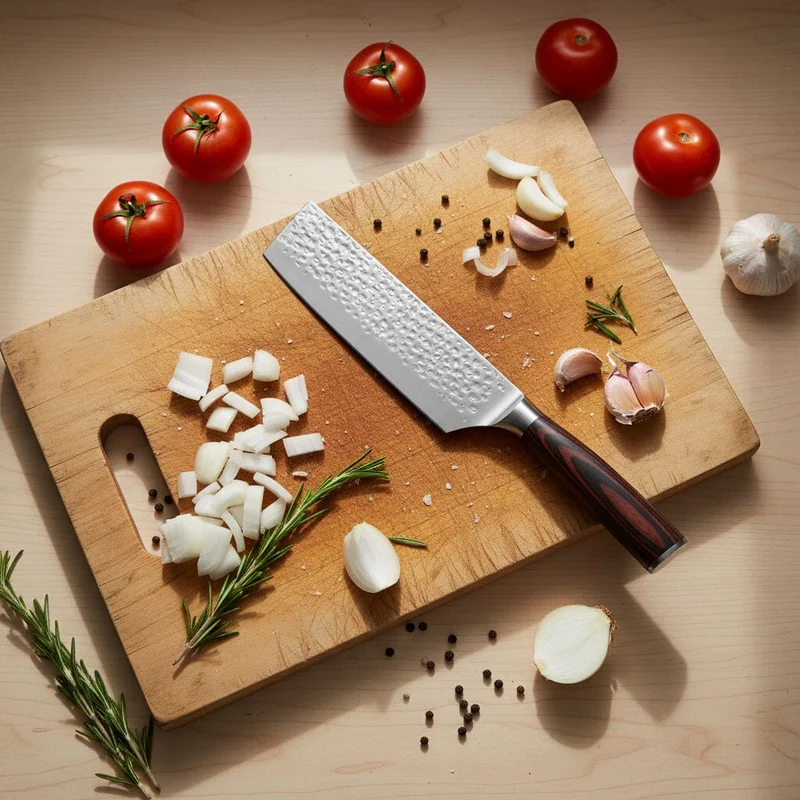 Shinrai Knives – 3-teiliges Messerset aus gehämmertem Edelstahl – Kochmesser + Nakiri + Schälmesser