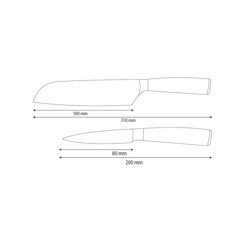 Shinrai Knives – 2-teiliges Messerset aus gehämmertem Edelstahl – Santoku + Schälmesser