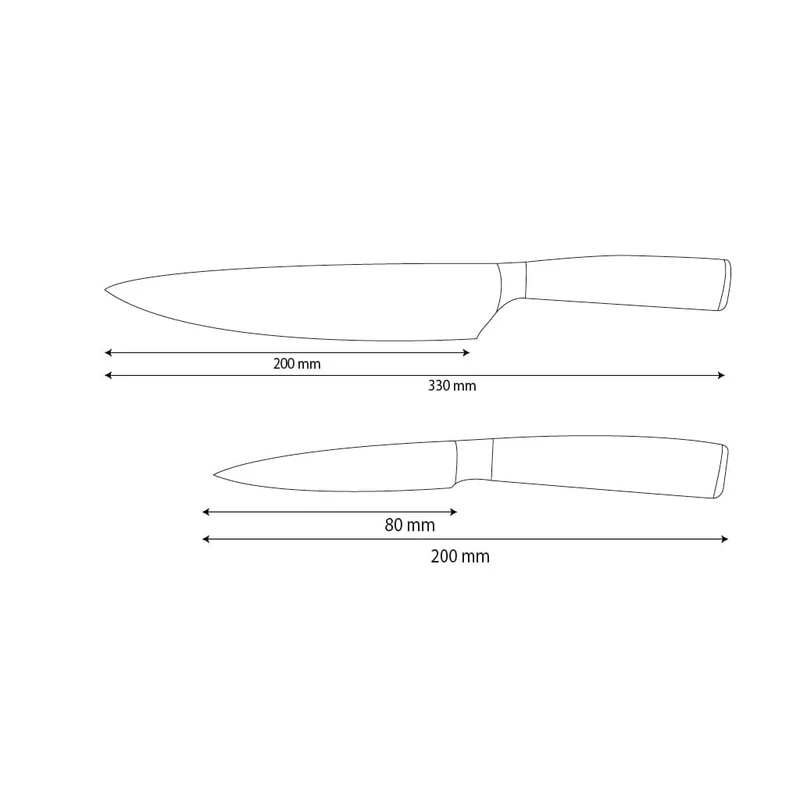 Shinrai Knives – 2-teiliges Messerset aus gehämmertem Edelstahl – Kochmesser + Schälmesser