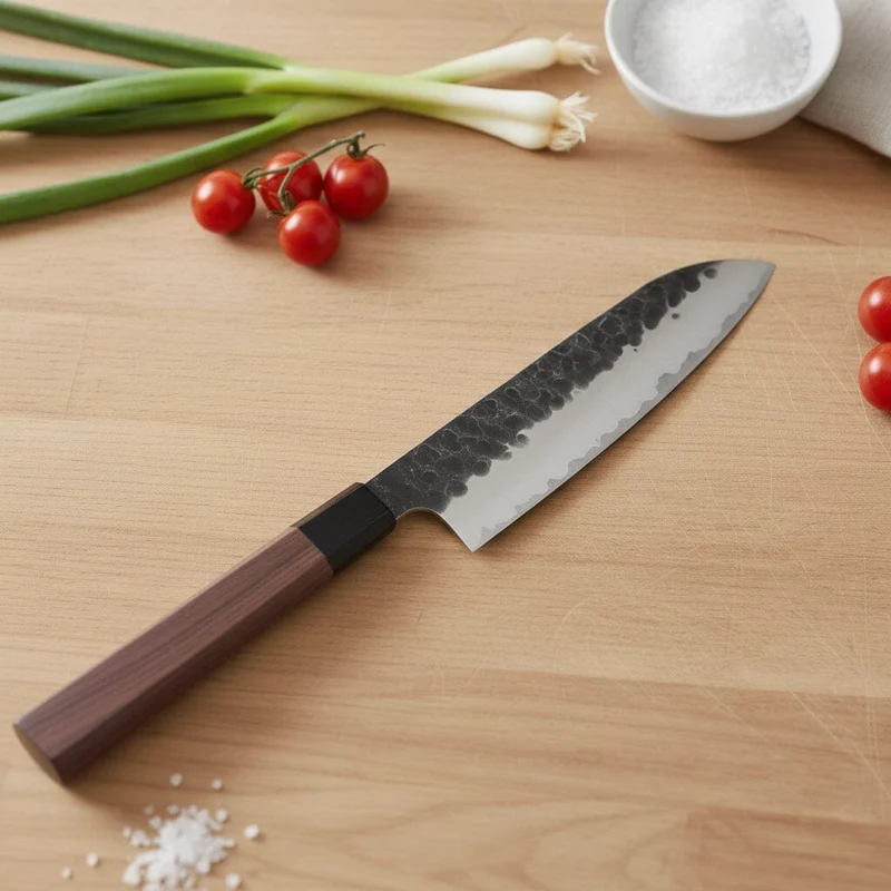 Shinrai Knives – Kurayami 2-teiliges Damastmesser-Set – Santoku + Schälmesser