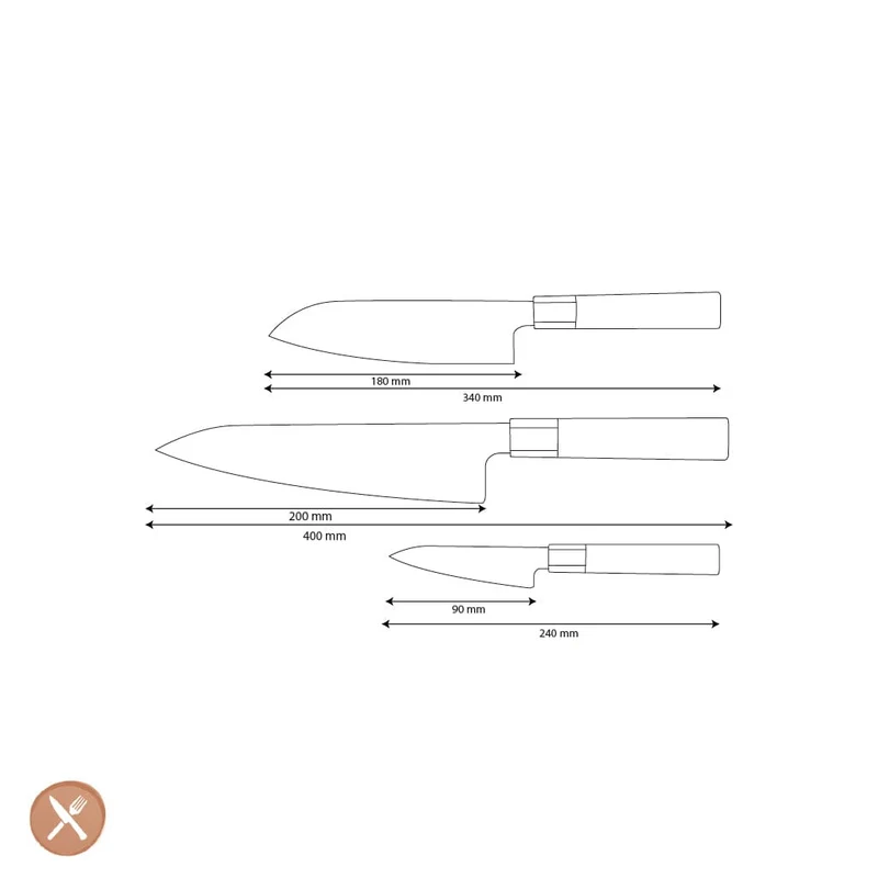 Shinrai Knives – Kurayami 3-teiliges Damastmesser-Set – Kochmesser + Santoku + Schälmesser