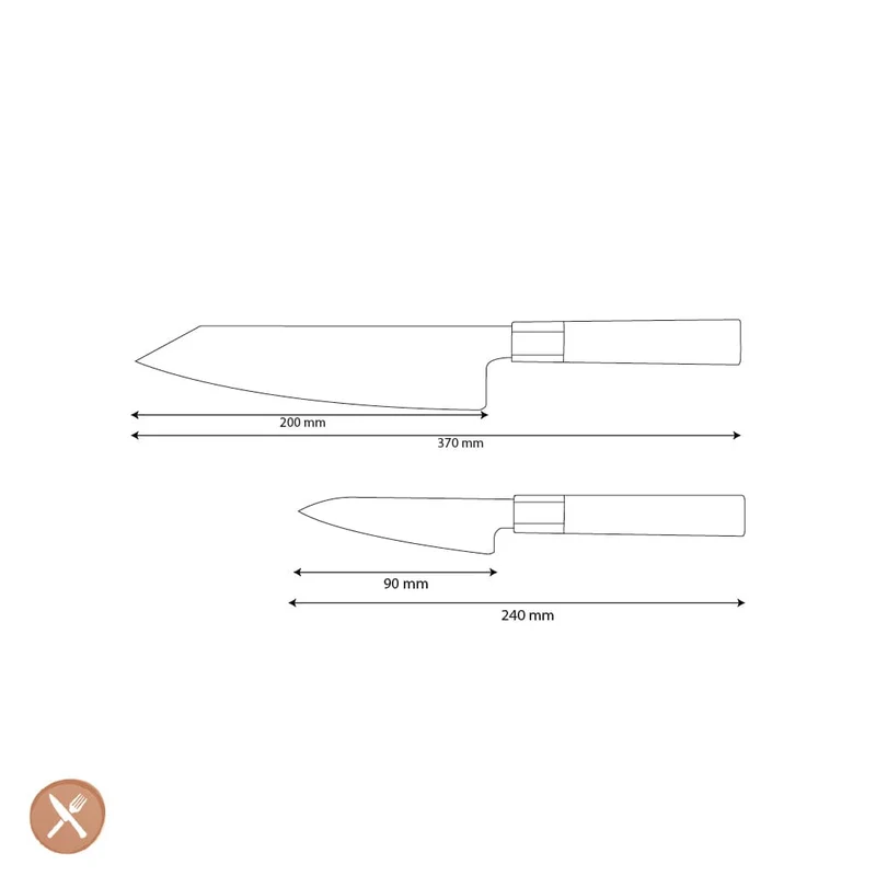 Shinrai Knives – Kurayami 2-teiliges Damastmesser-Set – Kiritsuke + Schälmesser