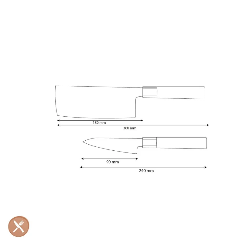 Shinrai Knives – Kurayami 2-teiliges Damastmesser-Set – Nakiri + Schälmesser