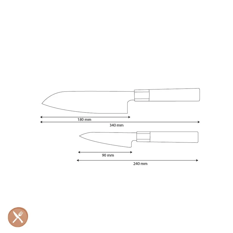 Shinrai Knives – Kurayami 2-teiliges Damastmesser-Set – Santoku + Schälmesser