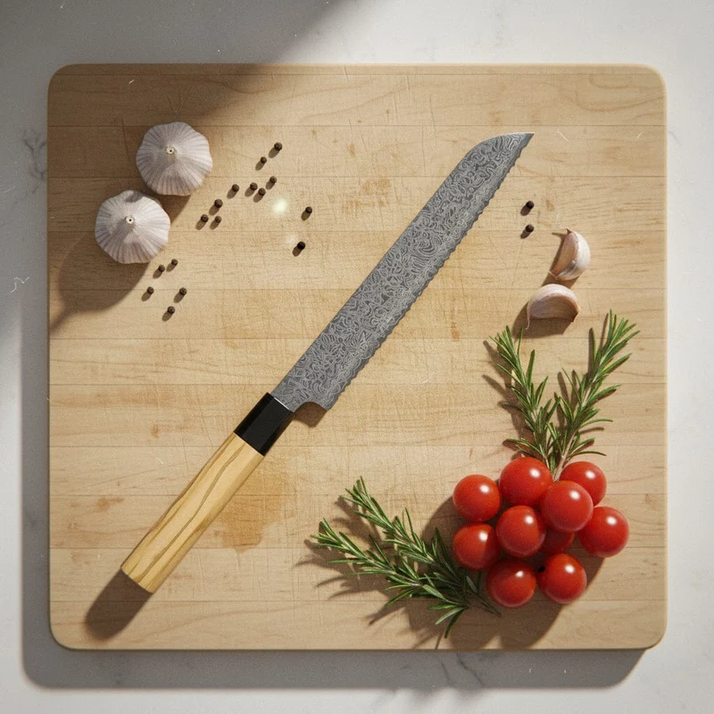 Shinrai Knives – Takumi Kaza 3-teiliges Damastmesser-Set – Kochmesser + Brotmesser + Schälmesser