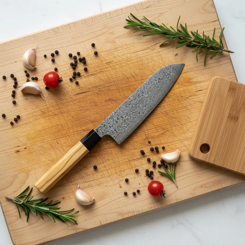 Shinrai Knives – Takumi Kaza 3-teiliges Damastmesser-Set – Kochmesser + Santoku + Schälmesser