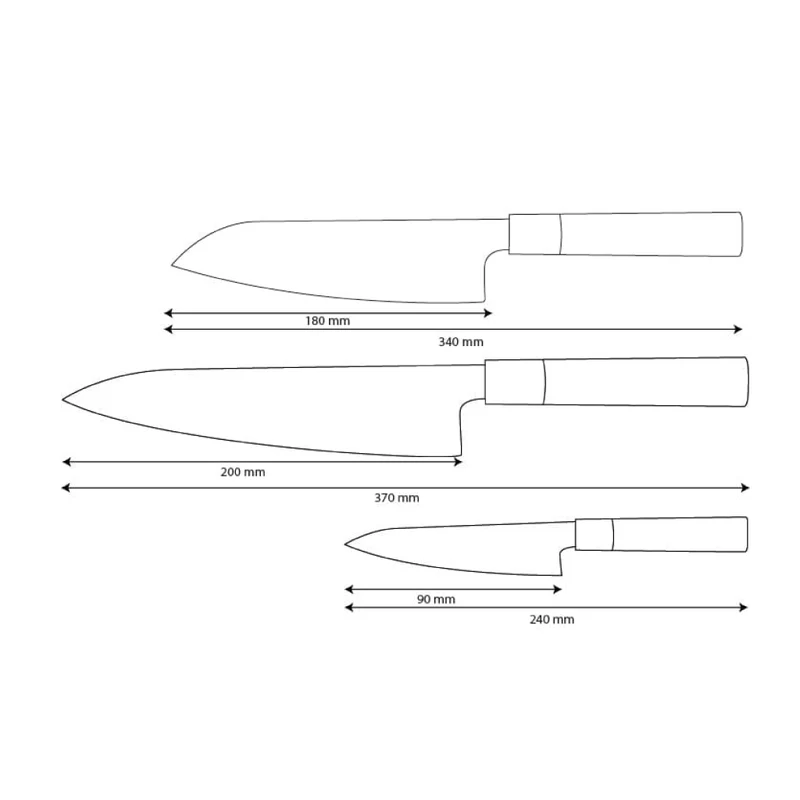 Shinrai Knives – Takumi Kaza 3-teiliges Damastmesser-Set – Kochmesser + Santoku + Schälmesser