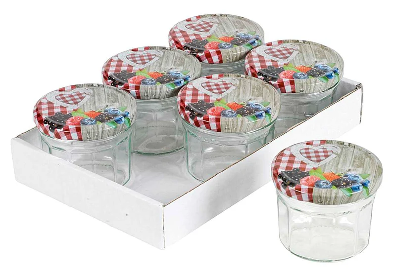 Schraubdeckelglas Einkochwelt 6er Tray mit Deckel 240ml