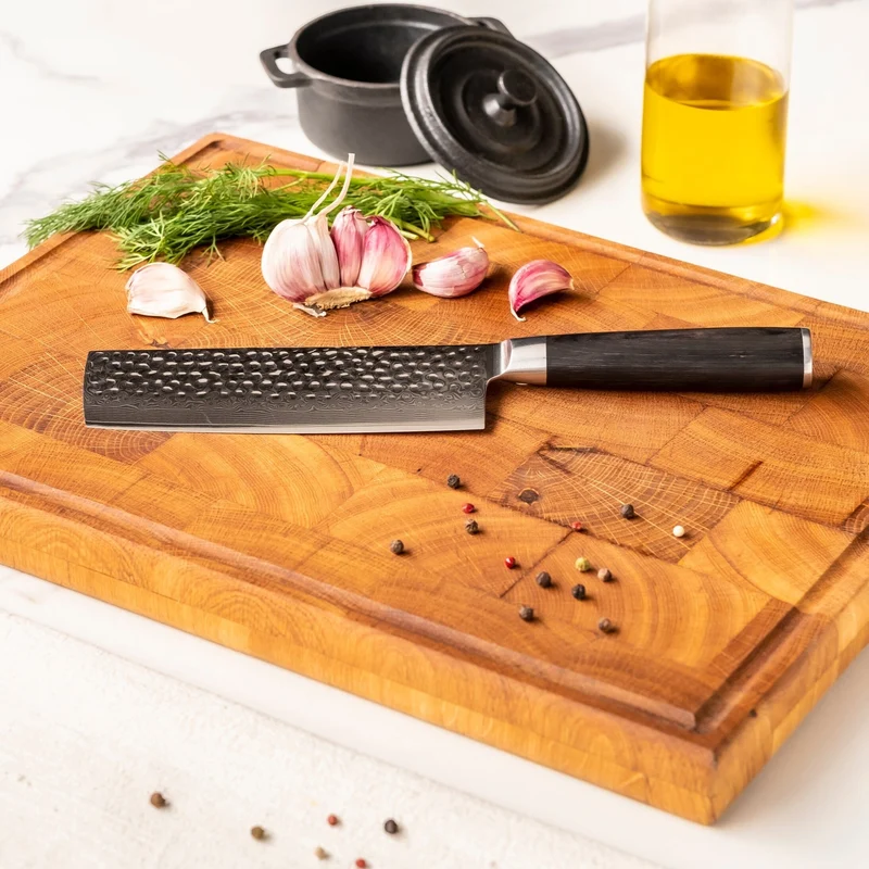 Shinrai Knives - Hammered Damask BR 3-teiliges Messerset - Kochmesser + Nakiri + Santoku