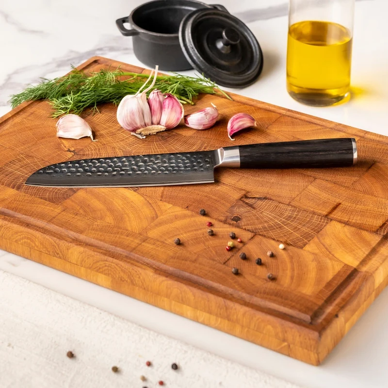 Shinrai Knives - Hammered Damask BR 2-teiliges Messerset - Kochmesser + Santokumesser